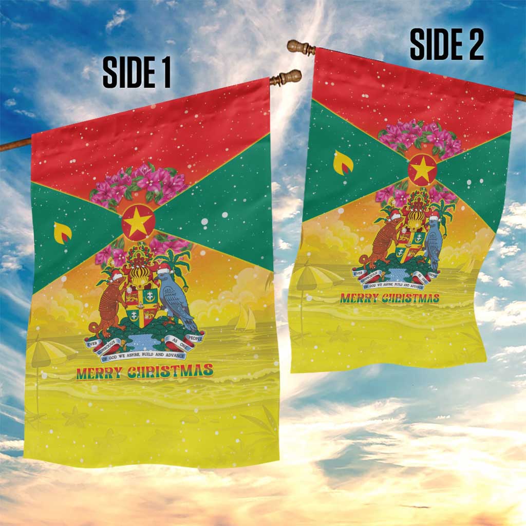 Grenada Christmas Garden Flag Coat Of Arms Bougainvillea Wreath - Wonder Print Shop