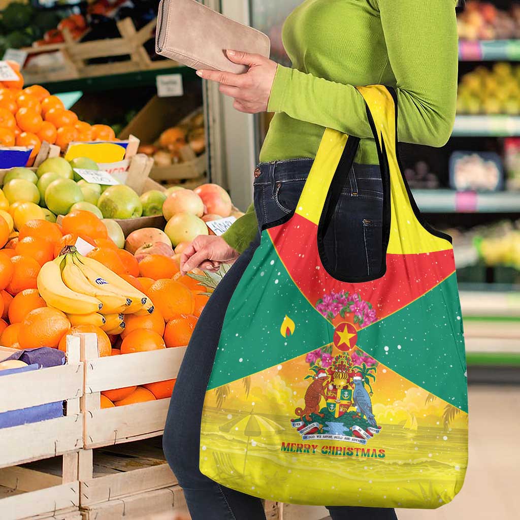 Grenada Christmas Grocery Bag Coat Of Arms Bougainvillea Wreath - Wonder Print Shop