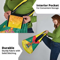 Grenada Christmas Grocery Bag Coat Of Arms Bougainvillea Wreath - Wonder Print Shop