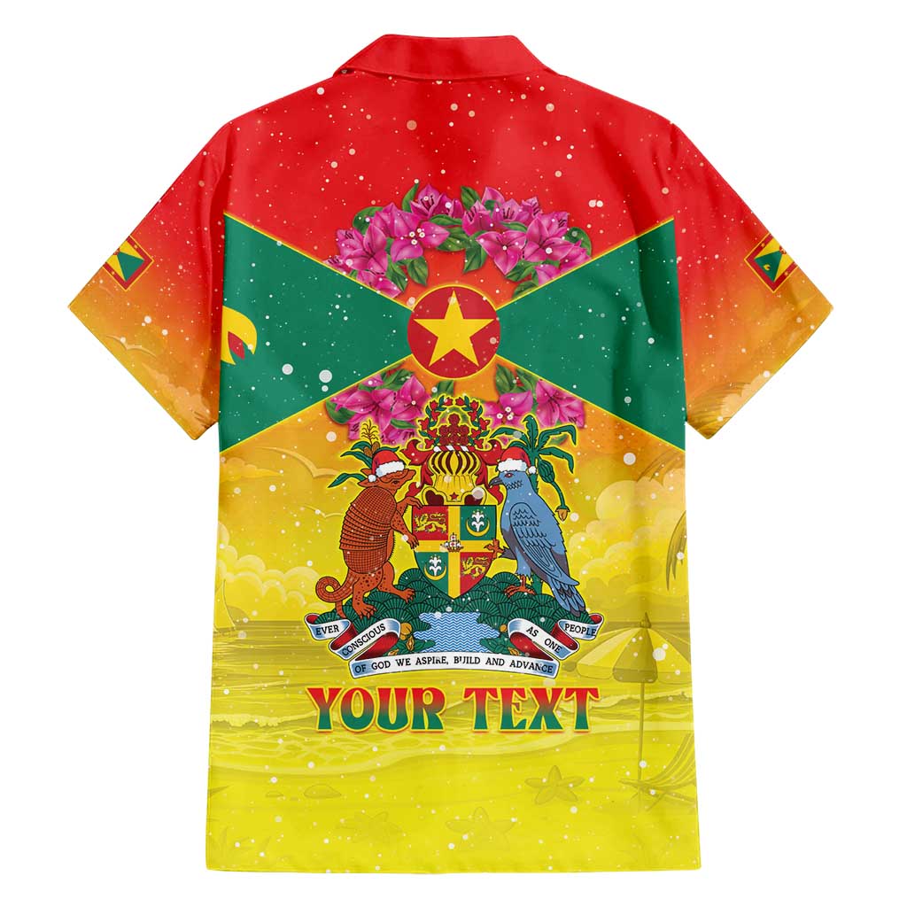 Personalized Grenada Christmas Hawaiian Shirt Coat Of Arms Bougainvillea Wreath - Wonder Print Shop