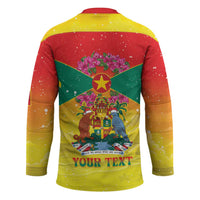Personalized Grenada Christmas Hockey Jersey Coat Of Arms Bougainvillea Wreath - Wonder Print Shop