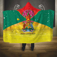 Grenada Christmas Hooded Blanket Coat Of Arms Bougainvillea Wreath - Wonder Print Shop