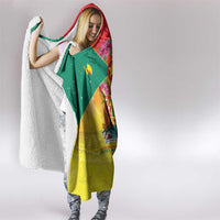 Grenada Christmas Hooded Blanket Coat Of Arms Bougainvillea Wreath - Wonder Print Shop