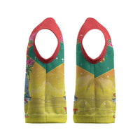 Personalized Grenada Christmas Knitted V-Neck Vest Coat Of Arms Bougainvillea Wreath - Wonder Print Shop