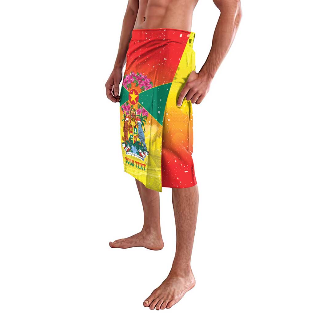 Personalized Grenada Christmas Lavalava Coat Of Arms Bougainvillea Wreath - Wonder Print Shop