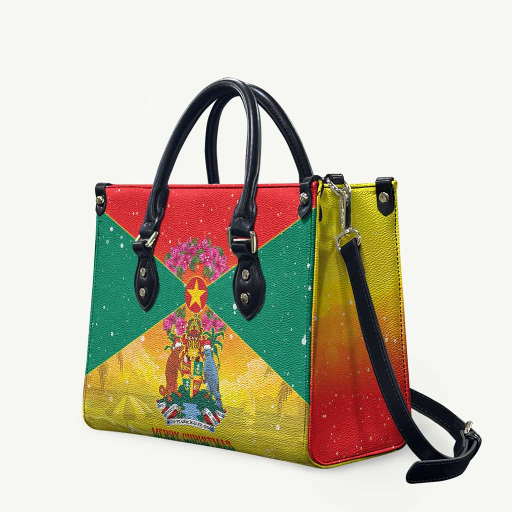 Grenada Christmas Leather Bag Coat Of Arms Bougainvillea Wreath - Wonder Print Shop