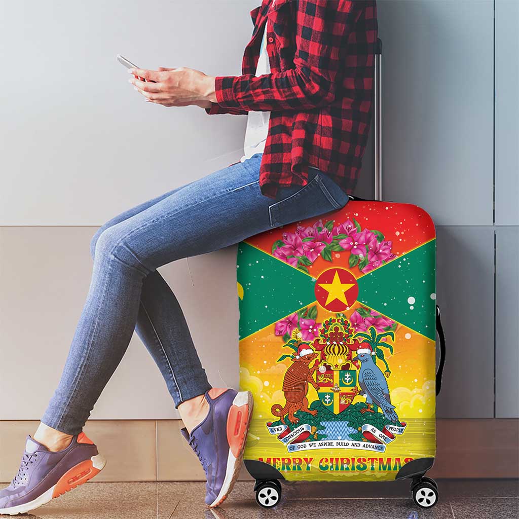 Grenada Christmas Luggage Cover Coat Of Arms Bougainvillea Wreath - Wonder Print Shop