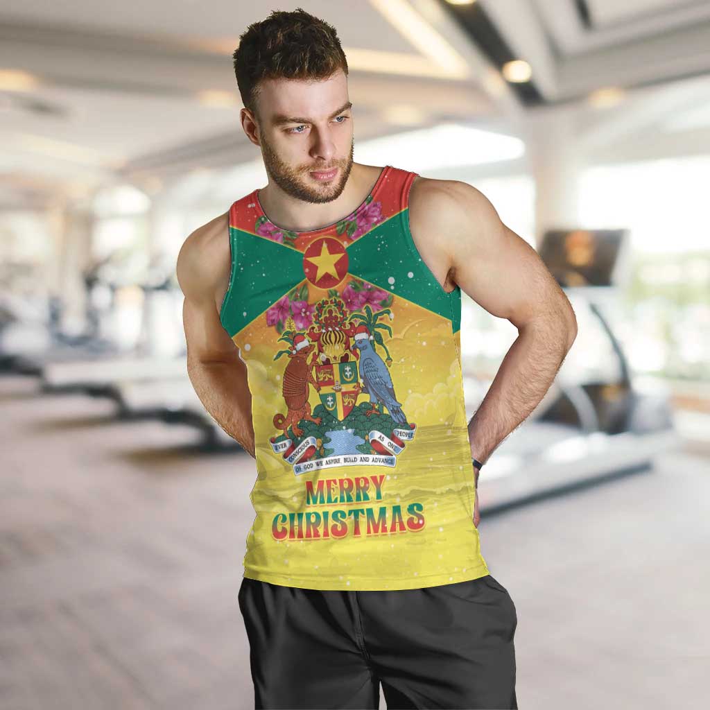 Personalized Grenada Christmas Men Tank Top Coat Of Arms Bougainvillea Wreath - Wonder Print Shop