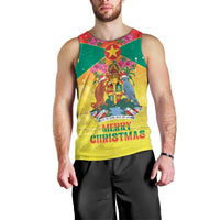 Personalized Grenada Christmas Men Tank Top Coat Of Arms Bougainvillea Wreath - Wonder Print Shop