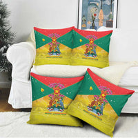Grenada Christmas Pillow Cover Coat Of Arms Bougainvillea Wreath - Wonder Print Shop