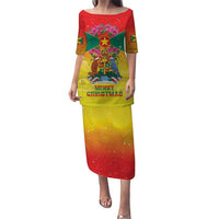 Personalized Grenada Christmas Puletasi Coat Of Arms Bougainvillea Wreath - Wonder Print Shop