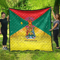 Grenada Christmas Quilt Coat Of Arms Bougainvillea Wreath - Wonder Print Shop