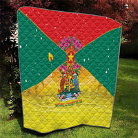 Grenada Christmas Quilt Coat Of Arms Bougainvillea Wreath - Wonder Print Shop