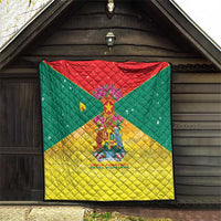 Grenada Christmas Quilt Coat Of Arms Bougainvillea Wreath - Wonder Print Shop