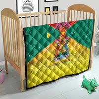 Grenada Christmas Quilt Coat Of Arms Bougainvillea Wreath - Wonder Print Shop