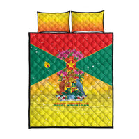 Grenada Christmas Quilt Bed Set Coat Of Arms Bougainvillea Wreath - Wonder Print Shop