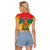 Personalized Grenada Christmas Raglan Cropped T Shirt Coat Of Arms Bougainvillea Wreath - Wonder Print Shop
