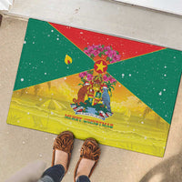 Grenada Christmas Rubber Doormat Coat Of Arms Bougainvillea Wreath - Wonder Print Shop