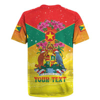Personalized Grenada Christmas Rugby Jersey Coat Of Arms Bougainvillea Wreath - Wonder Print Shop