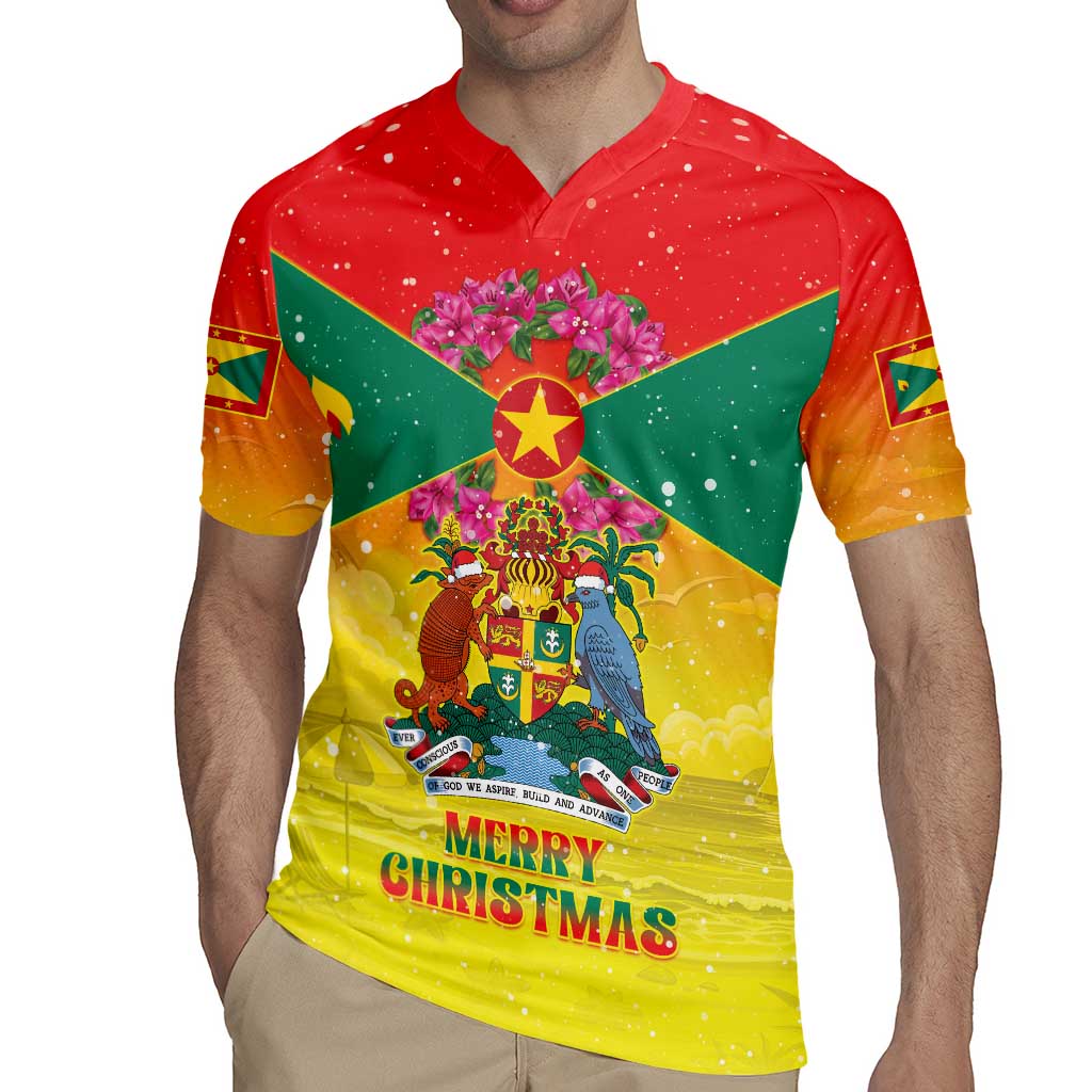 Personalized Grenada Christmas Rugby Jersey Coat Of Arms Bougainvillea Wreath - Wonder Print Shop
