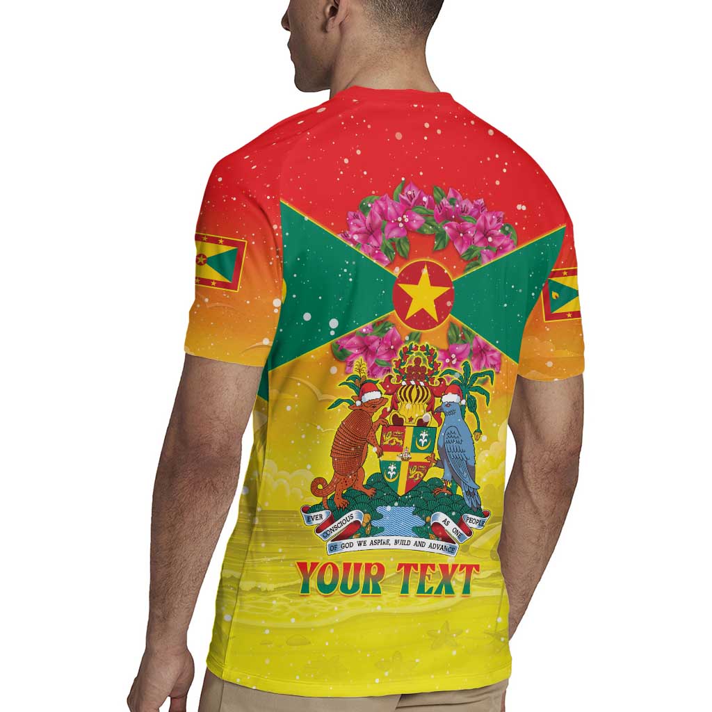 Personalized Grenada Christmas Rugby Jersey Coat Of Arms Bougainvillea Wreath - Wonder Print Shop