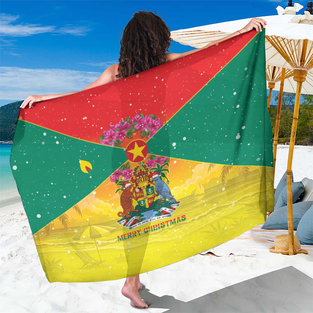 Grenada Christmas Sarong Coat Of Arms Bougainvillea Wreath - Wonder Print Shop