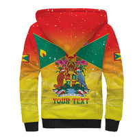 Personalized Grenada Christmas Sherpa Hoodie Coat Of Arms Bougainvillea Wreath - Wonder Print Shop