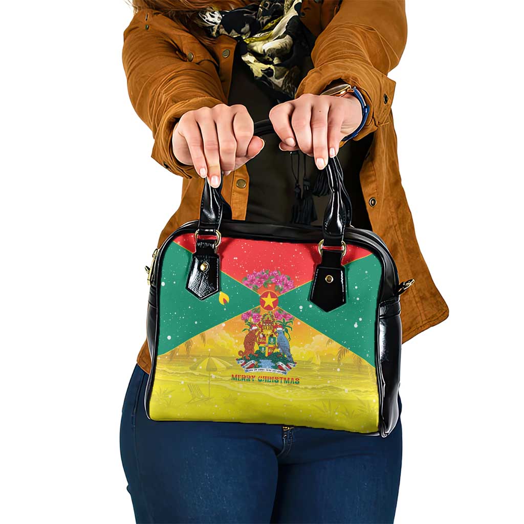 Grenada Christmas Shoulder Handbag Coat Of Arms Bougainvillea Wreath - Wonder Print Shop
