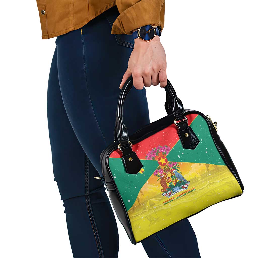 Grenada Christmas Shoulder Handbag Coat Of Arms Bougainvillea Wreath - Wonder Print Shop