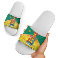 Grenada Christmas Slide Sandals Coat Of Arms Bougainvillea Wreath - Wonder Print Shop