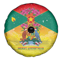 Grenada Christmas Spare Tire Cover Coat Of Arms Bougainvillea Wreath - Wonder Print Shop