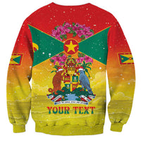 Personalized Grenada Christmas Sweatshirt Coat Of Arms Bougainvillea Wreath - Wonder Print Shop