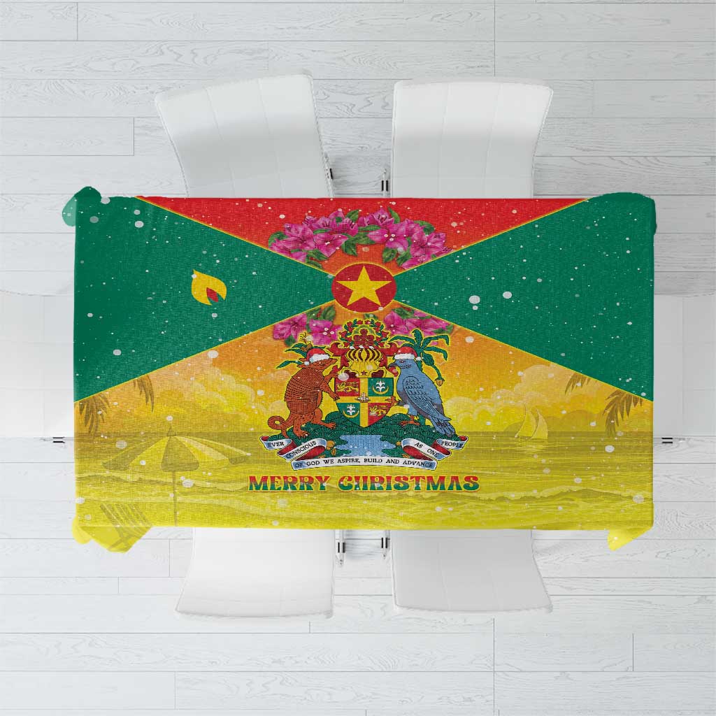 Grenada Christmas Tablecloth Coat Of Arms Bougainvillea Wreath - Wonder Print Shop