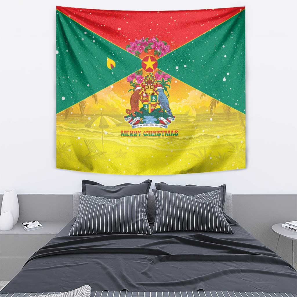 Grenada Christmas Tapestry Coat Of Arms Bougainvillea Wreath - Wonder Print Shop
