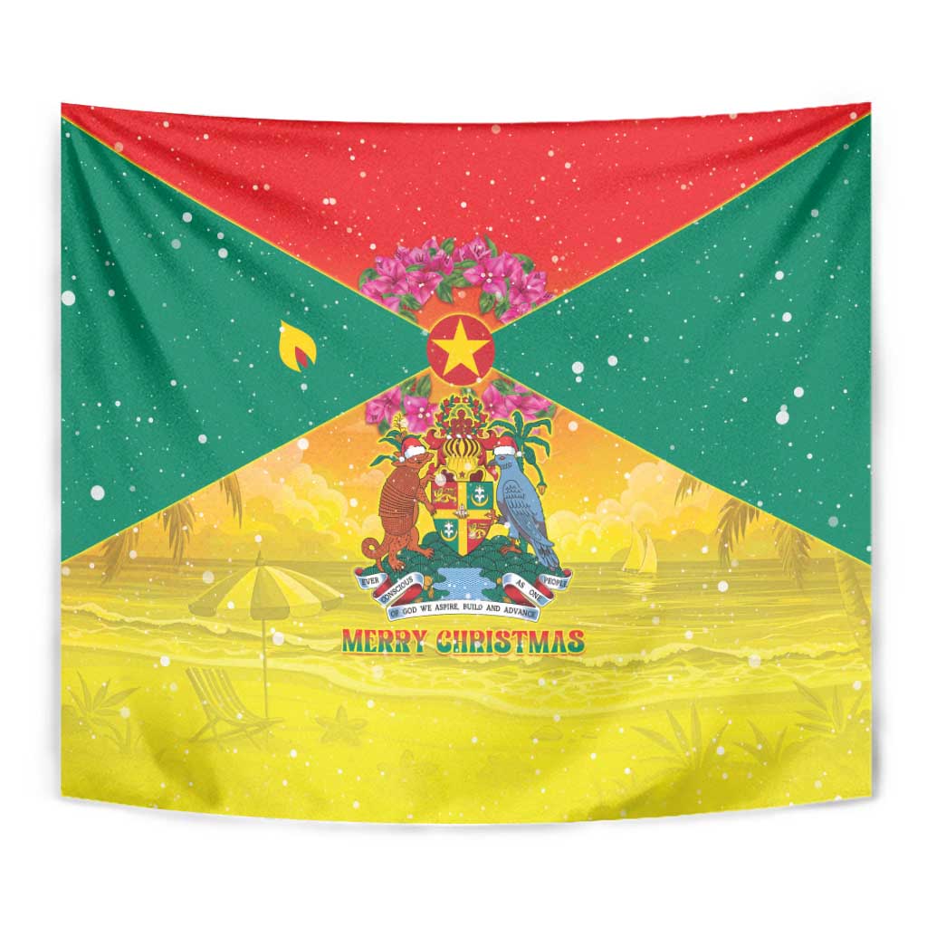 Grenada Christmas Tapestry Coat Of Arms Bougainvillea Wreath - Wonder Print Shop