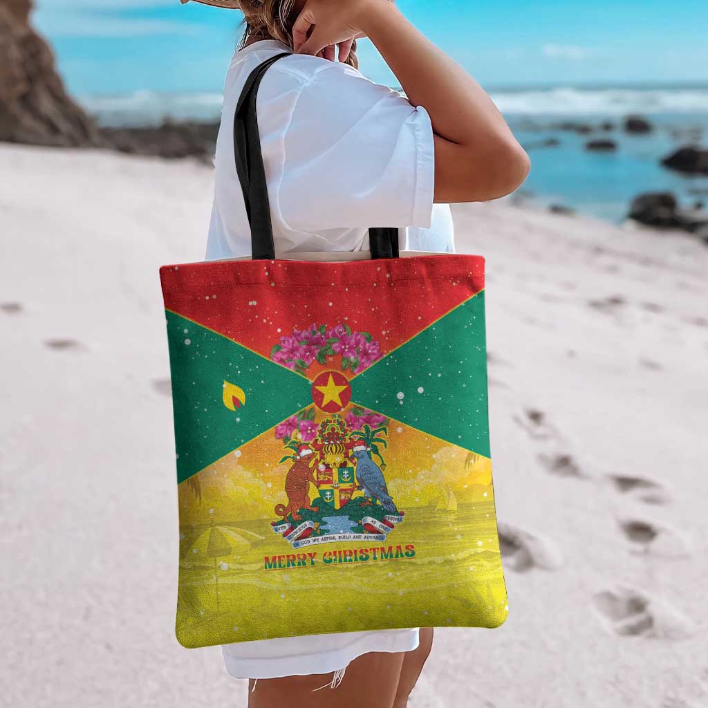 Grenada Christmas Tote Bag Coat Of Arms Bougainvillea Wreath - Wonder Print Shop