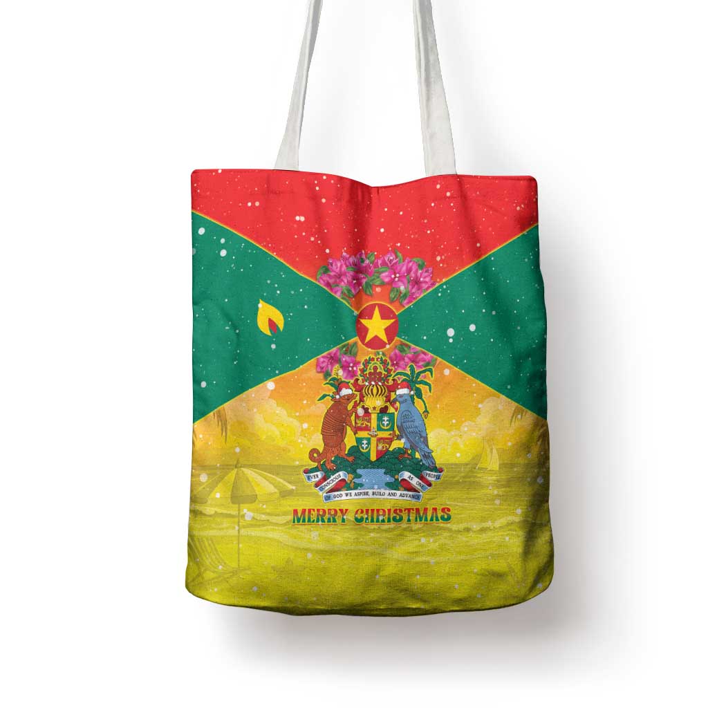 Grenada Christmas Tote Bag Coat Of Arms Bougainvillea Wreath - Wonder Print Shop