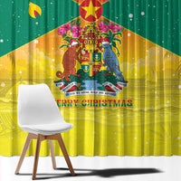 Grenada Christmas Window Curtain Coat Of Arms Bougainvillea Wreath - Wonder Print Shop