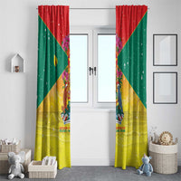 Grenada Christmas Window Curtain Coat Of Arms Bougainvillea Wreath - Wonder Print Shop