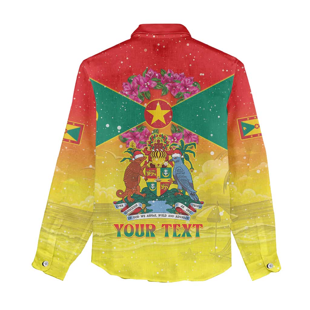 Personalized Grenada Christmas Women Casual Shirt Coat Of Arms Bougainvillea Wreath - Wonder Print Shop