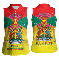 Personalized Grenada Christmas Women Sleeveless Polo Shirt Coat Of Arms Bougainvillea Wreath - Wonder Print Shop