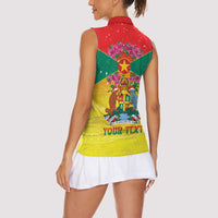 Personalized Grenada Christmas Women Sleeveless Polo Shirt Coat Of Arms Bougainvillea Wreath - Wonder Print Shop