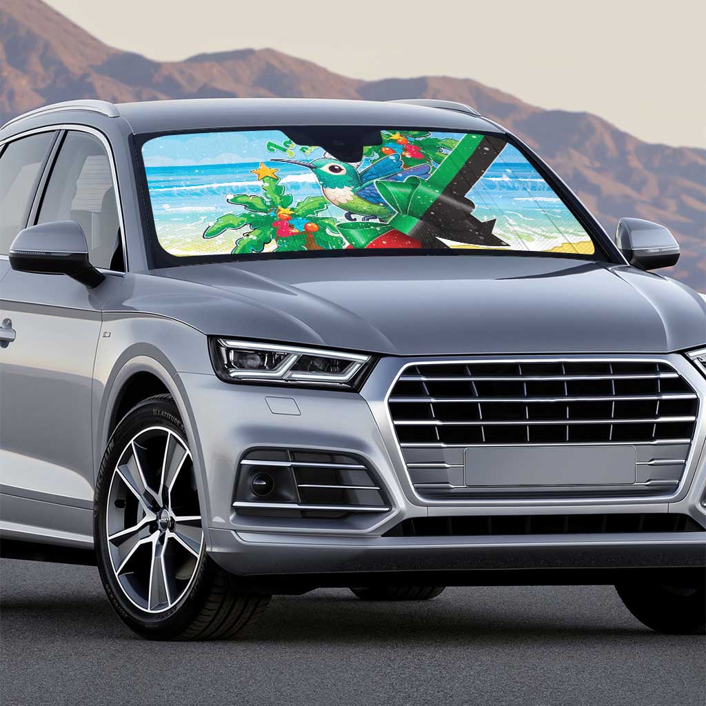 Martinique Christmas Auto Sun Shade Santa Hummingbird - Wonder Print Shop