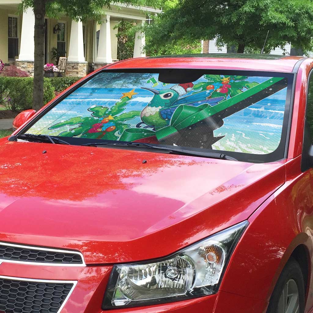 Martinique Christmas Auto Sun Shade Santa Hummingbird - Wonder Print Shop