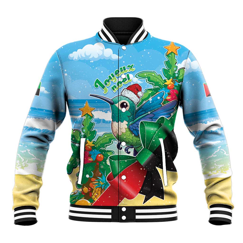 Martinique Christmas Baseball Jacket Santa Hummingbird - Wonder Print Shop