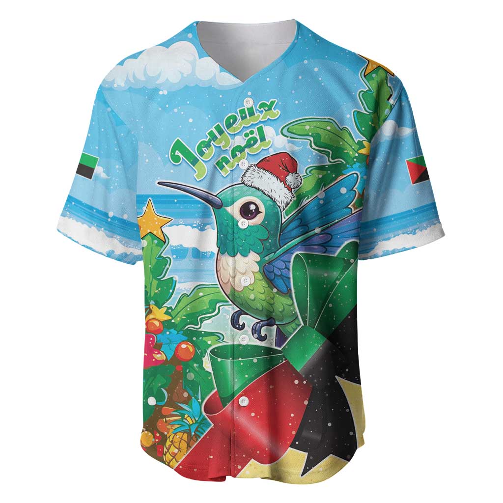 Martinique Christmas Baseball Jersey Santa Hummingbird - Wonder Print Shop