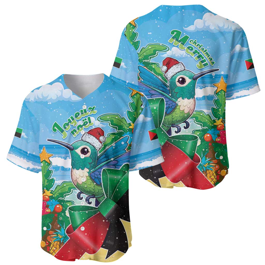 Martinique Christmas Baseball Jersey Santa Hummingbird - Wonder Print Shop