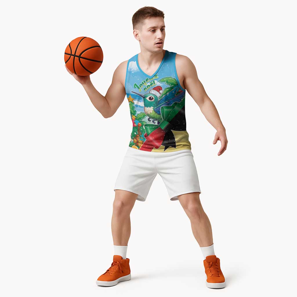 Martinique Christmas Basketball Jersey Santa Hummingbird - Wonder Print Shop