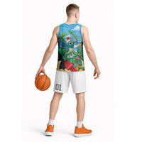 Martinique Christmas Basketball Jersey Santa Hummingbird - Wonder Print Shop
