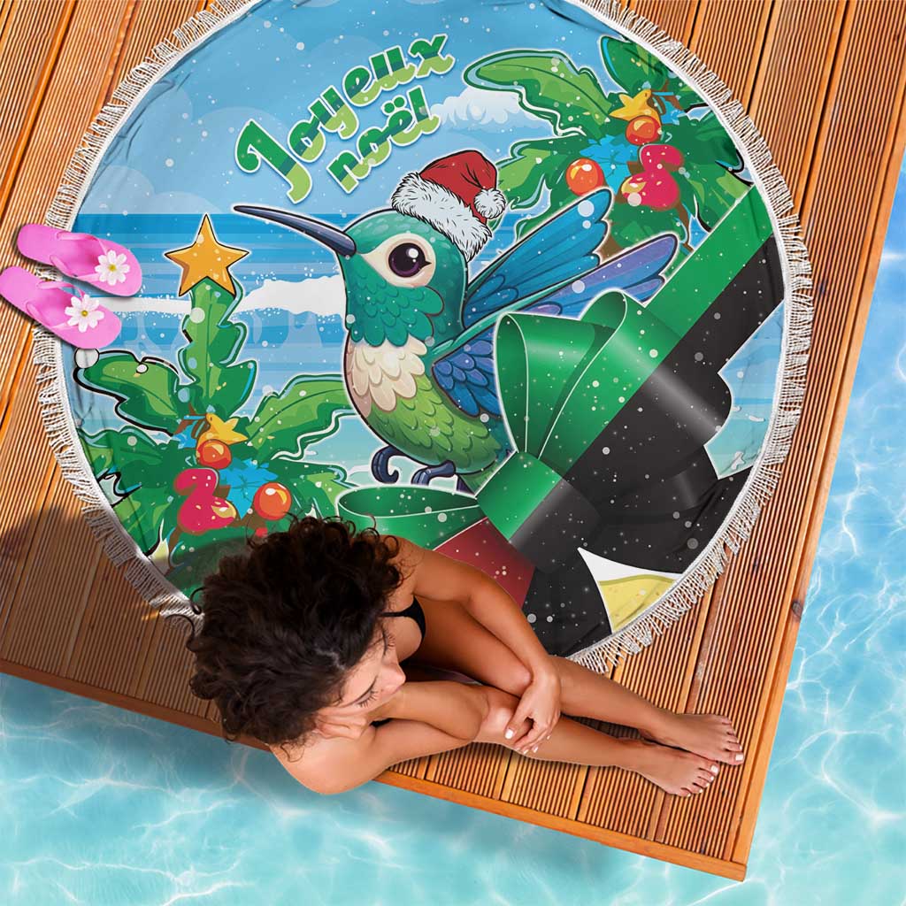 Martinique Christmas Beach Blanket Santa Hummingbird - Wonder Print Shop